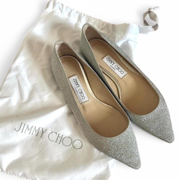 Jimmy Choo Silver Romy Ballerina Flats